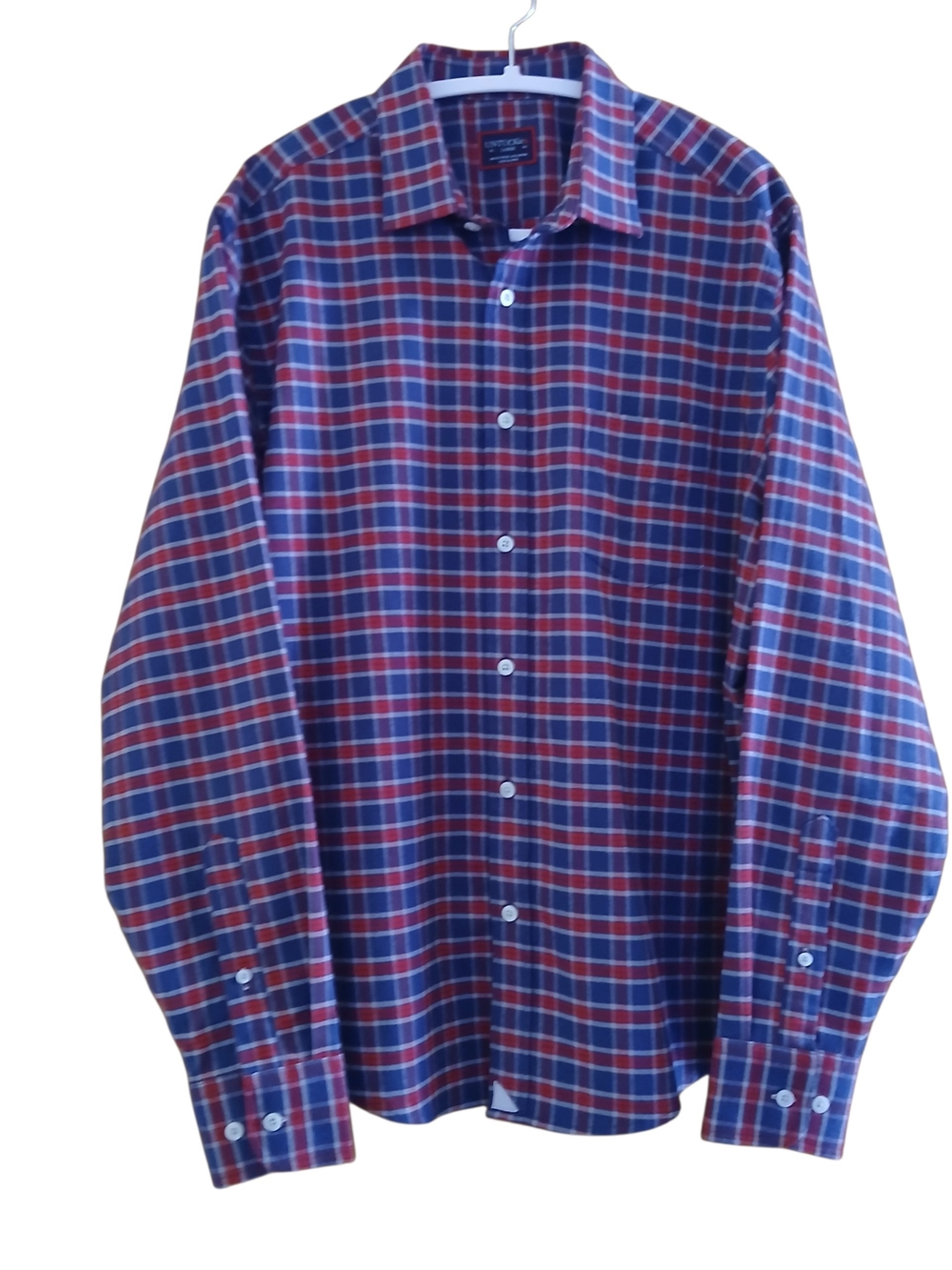UNTUCKit Men's Red and Blue Plaid Button-Down Shirt